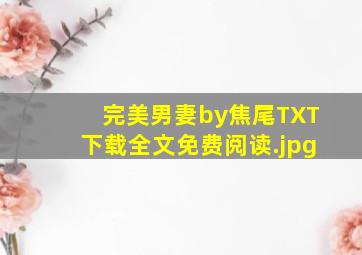 完美男妻by焦尾TXT下载全文免费阅读