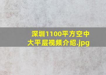深圳1100平方空中大平层视频介绍