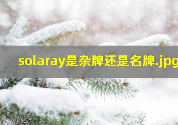 solaray是杂牌还是名牌